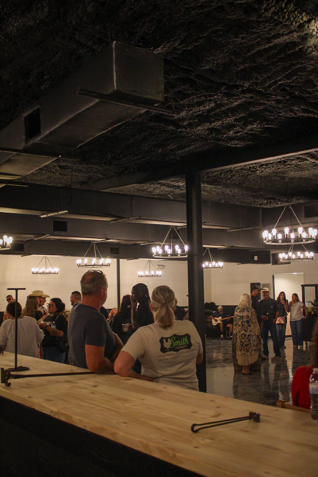 The new wooden bar and gathering space at The Warehouse